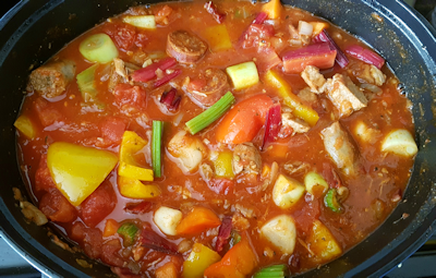 Leftover Pork, Sausage, Chorizo and Bean Stew